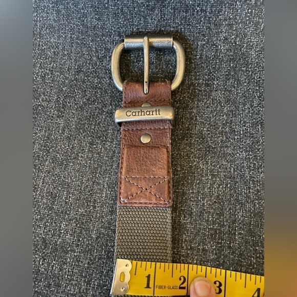 Carhartt Leather and Webbed Nylon Moss Green Belt 42 - Picture 7 of 8